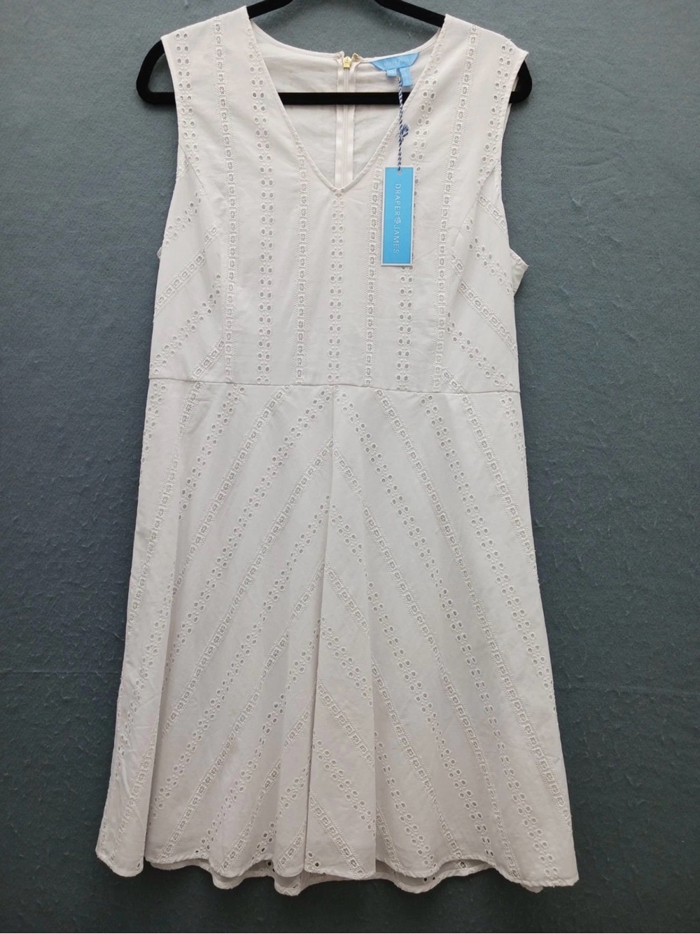 Draper James White Eyelet V-Neck A-Line Dress